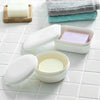 Portable Soap Box Travel Sealed Soap Box Creative with Cover Bathroom Soap Drain Stand(Rectangle)