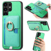 For Samsung Galaxy S23 Ultra 5G Retro Cross Leather Ring Side Insert Card Bag MagSafe Phone Case(Green)
