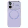 For iPhone 11 Large Window Acrylic Glass Lens MagSafe Silicone Phone Case(Lilac)