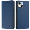 For iPhone 13 mini RC01 Dual-Folded Magnetic Suction RFID Leather Phone Case(Dark Blue)