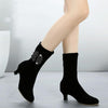 Autumn/Winter Latin Dance Shoes With Soft Velvet-Soled Mid-Heel Ankle Boots, Size: 41(Black)