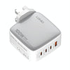 LDNIO Q408 100W GaN USB+3 USB-C / Type-C Interface Charger with 1m 100W USB-C / Type-C to USB-C / Type-C Data Cable, Plug Type:UK Plug(White)