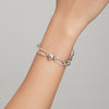S925 Sterling Silver Paperclip Love Women Bracelet Jewelry, Size:17cm