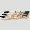 Three Layer Wooden Bottom Metal Stand Jewelry Display Stand Bracelet Watch Bangle Show Rack, Color: White Leather