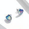 S925 Sterling Silver Fish Scale Heart Ear Studs Women Earrings