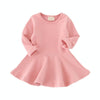 Spring and Autumn Female Babies Cotton Sanded Lotus Leaf Large Swing Skirt Dress(Pink)