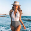 Summer One-piece Backless Lace-Up Ladies Swimsuit Floral-print Halter Bikini, Size: L(Flower+Dark Green)