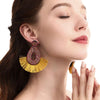 Bohemian Tassel Earrings Female Ethnic Style Rice Bead Earrings(Black)
