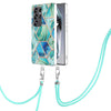 For Samsung Galaxy S25 Ultra 5G Electroplating IMD Splicing Dual-side Marble TPU Phone Case with Lanyard(Green)
