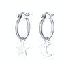Sterling Silver Earrings S925 Star and Moon Earrings Simple Earrings