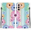 For Samsung Galaxy S21+ 5G Crystal Texture Colored Drawing Leather Phone Case(Sunflowers)