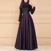 Lace Stitching Retro Large Swing Dress Ethnic Style Long-Sleeved Slim Dress, Size:L(Purple)