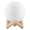 15cm Patted 3D Print Jupiter Lamp, USB Charging 7-Color Changing Energy-saving LED Night Light with Wooden Holder Base