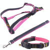 Pink Denim Dog Leash, Collar & Chest Strap Set - Large