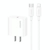 USAMS CC228 20W Fast Charging Charger Set, USB-C / Type-C to 8 Pin(US Plug)