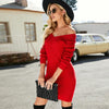 Women Sexy Package Hip Long Knitted Backless Twisted Knot Dress, Size: S(Red)