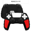 For Sony PS5 Splicing Color Silicone Gamepad Protective Case with Rocker Caps(Black Red)