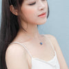 S925 Sterling Silver Gradient Round Moonstone Clavicle Chain Nacklace Jewelry (Multicolor, Night Turn Dark Blue)