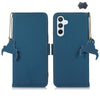 For Samsung Galaxy A26 5G Genuine Leather Magnetic RFID Leather Phone Case(Blue)