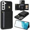 For Samsung Galaxy S21+ 5G Three Fold Card Bag Phone Case with Long Lanyard(Black)
