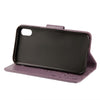 For iPhone XR Embossed Butterfly Pattern Horizontal Flip Leather Case with Card Slot & Holder & Wallet & Lanyard (Purple)
