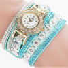 Small Dial Diamond-plated Winding Bracelet Quartz Watch(light Green)