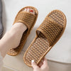 Linen Slippers Summer Couple Home Indoor Floor Rattan Grass Non-Slip Slippers, Size: 39-40(Black Grass)