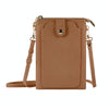 Litchi Texture Card Holder Mobile Phone Zipper Bag with Long Strap(Brown)