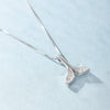 S925 Sterling Silver Fish Tail Necklace Girls Jewelry Whale Tail Necklace(White Gold)