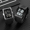 SKMEI 1967 Stainless Steel Buckle PU Strap Waterproof Electronic Watch(Silver and Black Machine)