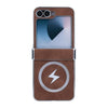 For Samsung Galaxy Z Flip6 Electroplating Lightning MagSafe Fold Full Coverage Phone Case(Brown)