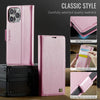 For iPhone 14 Pro Max AutSpace A11 Side Buckle MagSafe Magnetic RFID Phone Leather Case(Rose Gold)