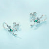 SCE1555 Sterling Silver S925 Green Zircon Scorpion Insect Stud Earrings
