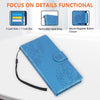 For Samsung Galaxy A54 5G Rose Flower Embossed 3-Card Slots Leather Phone Case(Blue)