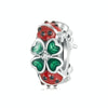 S925 Sterling Silver Zircon Silicone Ladybug Lucky Clover DIY Beads(SCC2725)
