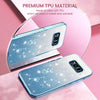 For Samsung Galaxy S8+ Gradient Glitter Flower All-inclusive Phone Case(Blue)