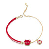 S925 Sterling Silver Red Rope Cute Cow Women Bracelet Jewelry
