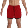 M Three Pants Men Gym Shorts Quick Dry Swimming Trunks(Red)