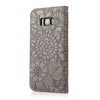 For Samsung Galaxy S8+ Skin Feel Embossed Sunflower Horizontal Flip Leather Case with Holder & Card Slots & Wallet & Lanyard(Gray)