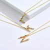 S925 Sterling Silver 26 Engligh Letters Colorful Zircon Women Nacklace Jewelry, Style:M(Gold)