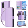 For Samsung Galaxy A33 5G Nine-card Slots Zipper Wallet Bag Leather Phone Case(Purple)