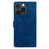 For iPhone 11 Pro Max Lace Floral Embossed Magnetic Buckle Leather Phone Case(Blue)