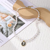 N2209-6 Oval White Flower Ladies Temperament Necklace Collarbone Chain