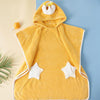 70x140cm Kids Bath Towel Thickened High Density Coral Fleece Hooded Cloak Water Absorbent Cape(Yellow)