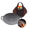 Outdoor Camping BBQ Cast Iron Grill Pan,Style: Baking Pan+Hemp Rope+Storage Bag