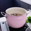Enamel Soup Pot Uncoated Food Supplement Pot For Induction Cooker(Pink)