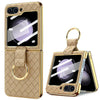 For Samsung Galaxy Z Flip6 VIETAO Woven Leather Metal Ring Phone Case(Gold)