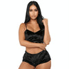 Ladies Sexy Velvet Crop Tops Pants Set Underwear Pajamas, Size: S(Black)