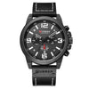 Curren 8314 Sports Six-Hand Waterproof Leather Strap Calendar Men Quartz Watch, Color: Black Shell White