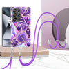For Samsung Galaxy S25 Ultra 5G Electroplating IMD Splicing Dual-side Marble TPU Phone Case with Lanyard(Dark Purple)